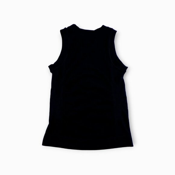 Athleta Black Stretch Tank Top Mesh Back Shirt Ruched Sides Womens XS #287 - Picture 2 of 3